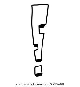 Doodle exclamation mark. Hand drawn punctuation marks and exclamatory symbols, sketch pencil ink scribble notes exclamation icon. Vector isolated icon on white background