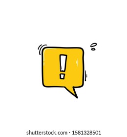 doodle Exclamation mark icon vector. Attention sign symbol. Warning alert icon. hand drawn line art style vector