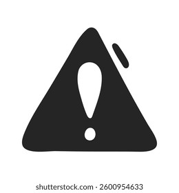 Doodle exclamation mark, notification bell, alert danger information sign in triangle form. Scribble hand drawn doodle exclamation point, stop warning sign