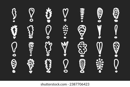 Doodle exclamation mark set. Scribble chalkboard hand drawn exclamation icons. Sketch vector danger information signs