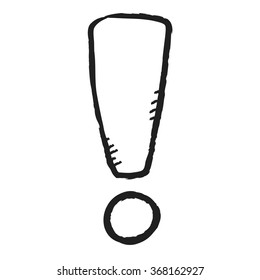 doodle exclamation mark, vector illustration icon
