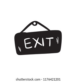 doodle exit sign  icon  flat black