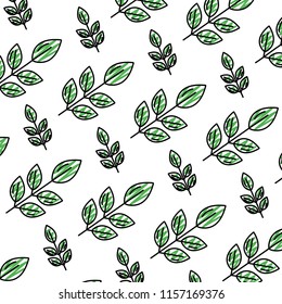 doodle exotic nice plant leaves background