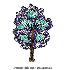 doodle exotic tree with branches leaves style