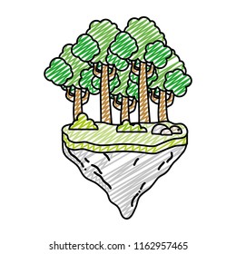 doodle exotic trees and bushes in the float idland
