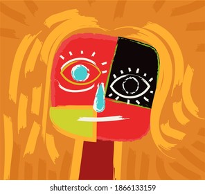 Doodle Expressionist Art Cartoon Portrait