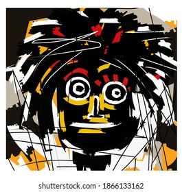 Doodle Expressionist Art Cartoon Portrait