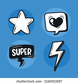 doodle expressions blue background poster