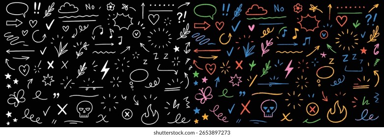 Doodle Extravaganza Uma colagem caprichosa de elementos desenhados à mão setas corações estrelas e ícones excêntricos em uma composição divertida