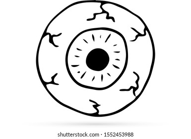 doodle eye of people, kids art line hand drawing, vector illustration