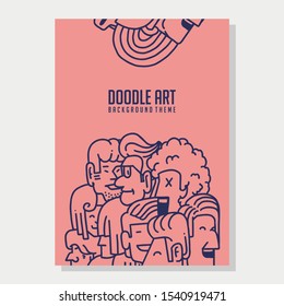 doodle face art with handrawing style