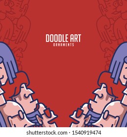 doodle face art with handrawing style