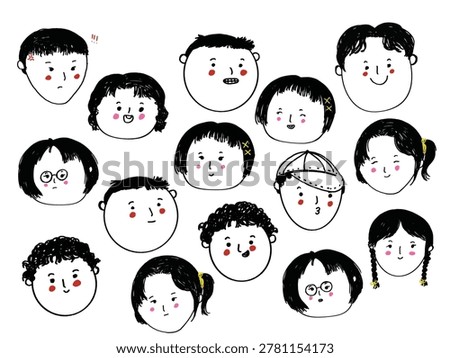 Doodle Face Expression Sketch Illustration with Playful Hand Drawn Artistic Aesthetic Design