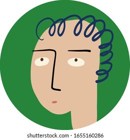 Doodle face. Hand drawing Vector illustration. Cartoon avatar