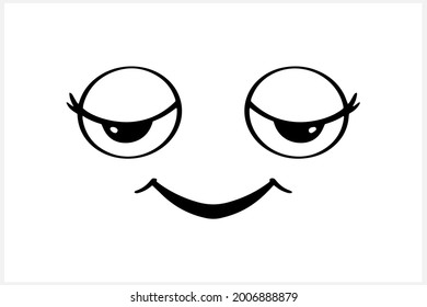Doodle face icon isolated on white. Sketch clipart. Smile vector stock illustration. EPS 10