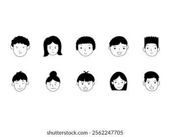 Doodle Face Illustration Element Set