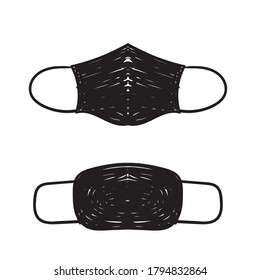 doodle face mask or medical mask icon illustration sketch handdrawn style