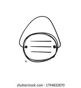 doodle face mask or medical mask icon illustration sketch handdrawn style
