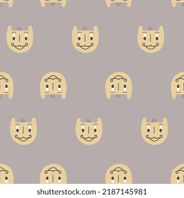 DOODLE FACE SEAMLESS REPEAT PATTERN VECTOR ILLUSTRATION