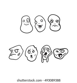 Doodle faces black and white