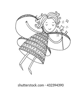 Doodle Fairy. Hand drawn vector stock illustration