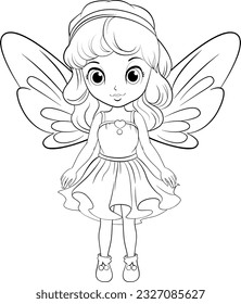 Doodle fairy outline cartoon  illustration