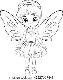 Doodle fairy outline cartoon  illustration