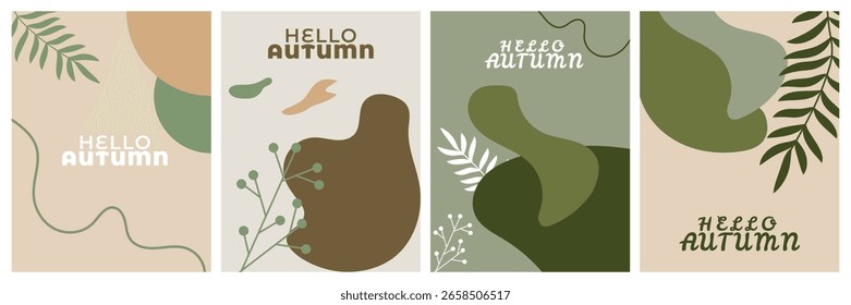 Colección floral elegante de la cubierta del sistema de la planta de la caída de Doodle para la comercialización, las etiquetas, y las impresiones estacionales