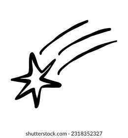 Doodle Cayendo O Disparando Estrella. Ilustración dibujada a mano
