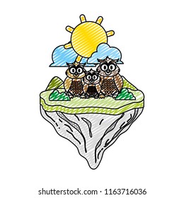 doodle family owl animal in float island
