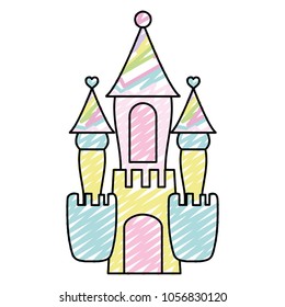 doodle fantasty medieval castle with cute design