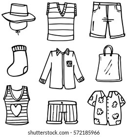 Doodle of fashion clothes set vector art