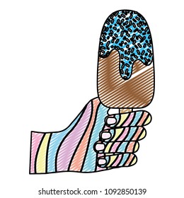 doodle fashion hand with sweet ice lolly