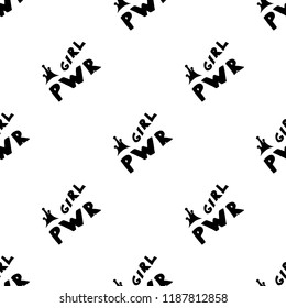 Doodle Fashion sketch. Glamour seamless pattern girls power. Girlish print for clothes, textiles, wrapping paper, web. Isolated elements. Vector feminism symbol seamless pattern. Feminist background
