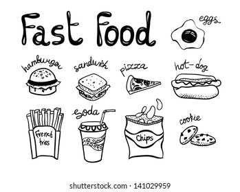 Doodle fast food elements.