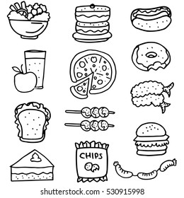 Doodle of fast food set vector art