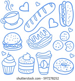 Doodle of fast food style collection