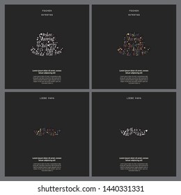 Doodle Father's day cards, templates set, universal elements on german language: love you dad, happy fathers day, thank you, you are the best