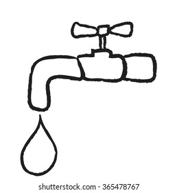 doodle faucet dripping water, vector illustration icon