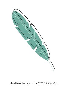 Icono de pluma de Doodle. Símbolo de ligereza y ternura. Estética y elegancia, creatividad minimalista y arte. Inventario de escritores. Afiche o cartel para el sitio web. Dibujo vectorial plano de dibujos animados