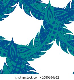 Doodle Feathers. Seamless Pattern with Hand Drawn Zentangles. Ethnic Boho Background. Simple Freehand Pattern for Rapport, Print, Textile, Fabric. Trendy Vintage Seamless Texture. Colorful Vector