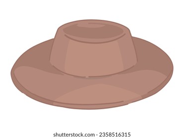 Doodle of fedora hat. Clipart of autumn accessory headdress. Cartoon vector illustration isolated on white background.
