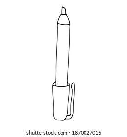 Doodle Filztift Stift Symbol in Vektorgrafik. Handgezeichnete Filzstiftsymbol in Vektorgrafik. Einzelne doodle Abbildung des Filzspitze-Pens. Marker-Doodle-Symbol, Vektorsymbol