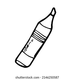 Icono de lápiz de punta de fieltro Doodle en vector. Icono de lápiz de punta de fieltro dibujado a mano en vector. Ilustración de doodle aislado de pluma de punta de fieltro. Icono del doodle del marcador en vector