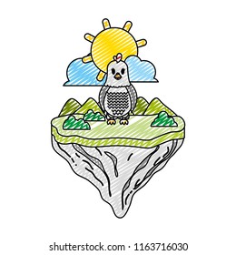 doodle female hen animal in float island