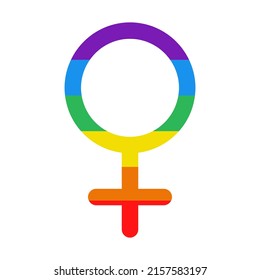 Doodle female symbol. Venus sign in rainbow colors. LGBTQ Plus. Pride month.