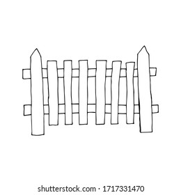 Doodle fence. hand drawn of a fence isolated on a white background. Vector illustration sticker, icon, design element