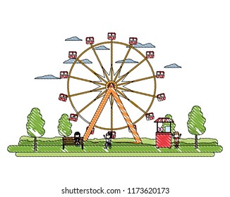 doodle ferris wheel mechanical and children with shop