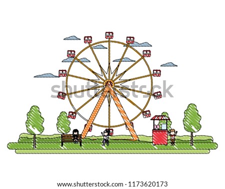 doodle ferris wheel mechanical and children with shop