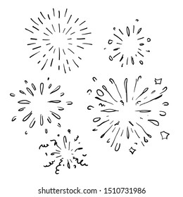 doodle Festive fireworks, Celebration party firework, festival firecracker illustration collection handdrawn style